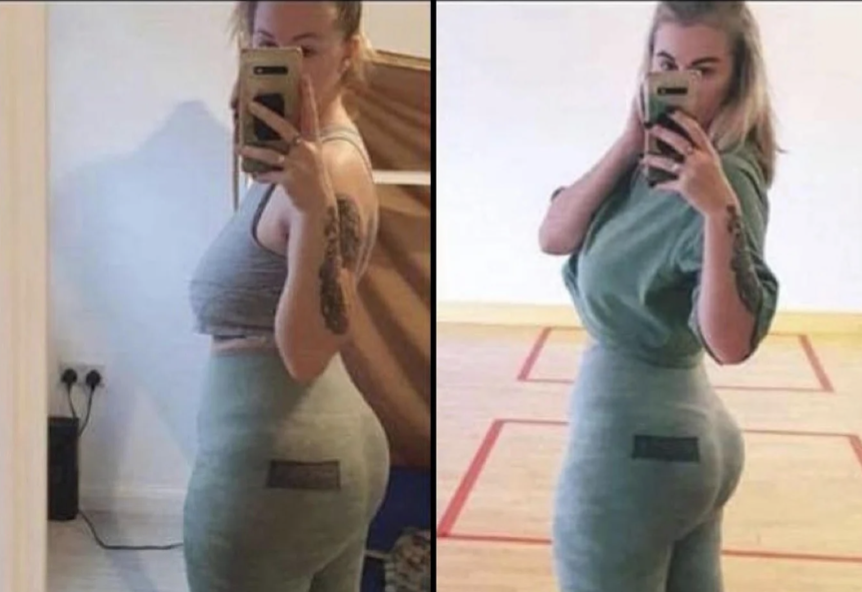 woman in gym gear before and after picture