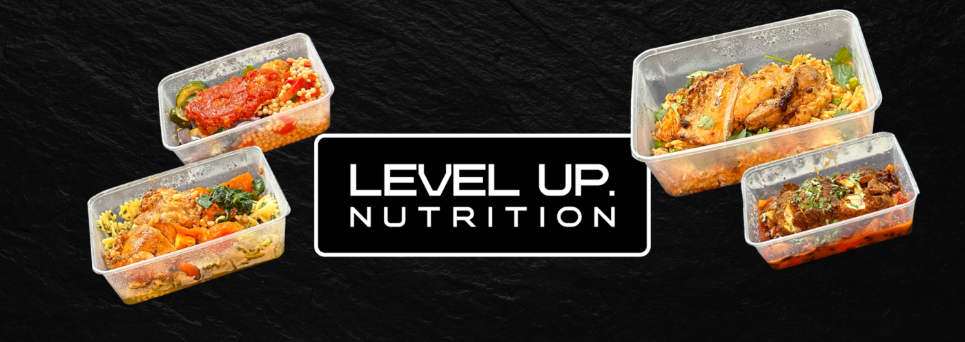 Level Up Nutrition, boxes filled with healthy food